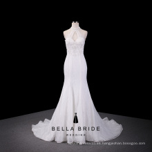 Elegante marfil vestido de boda de sirena extraíble panel de tren más vendido 2016